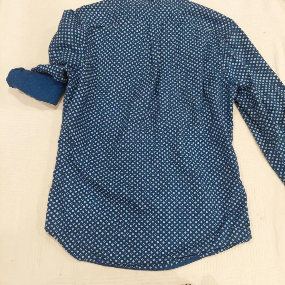 Levi’s Button Up Shirt Mens Medium Blue White Long Sleeve Pocket Slim Fit Cotton